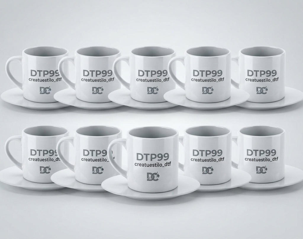 Set de 10 Tazas de Cerámica Blanca "Minimal" 7 oz