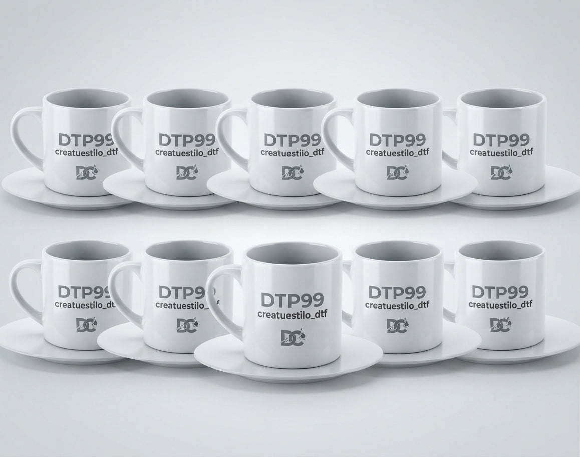Set de 10 Tazas de Cerámica Blanca "Minimal" 7 oz
