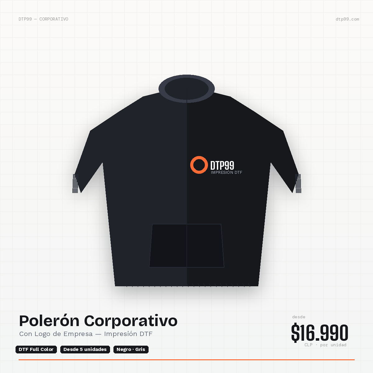 Polerón Corporativo con Logo de Empresa — Impresión DTF DTP99
