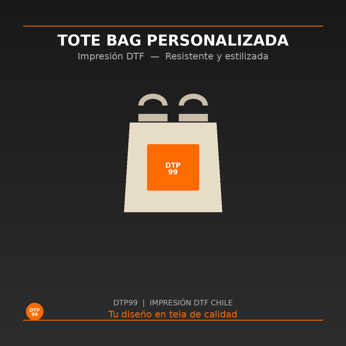 Tote Bag Personalizada con Logo o Diseño — Impresión DTF Full Color DTP99
